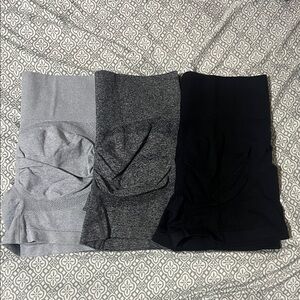 Set of Three High-Waisted Shapewear Shorts - Gray, Dark Gray, Black